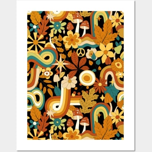 Retro Floral Peace Pattern Posters and Art